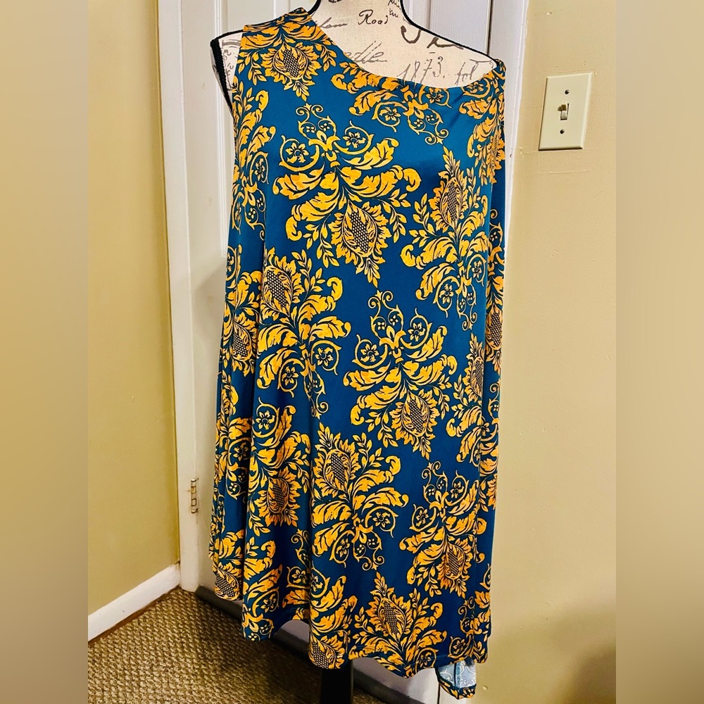 Coldesina Blue and Yellow Patterned Dress